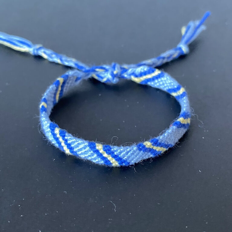 Macrame Braided Bracelet – Blue & Yellow Strips