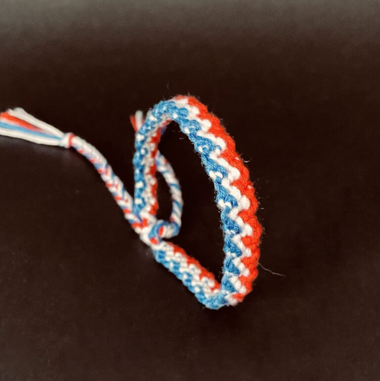 Red, White and Blue Cotton Hand-Woven Bracelet