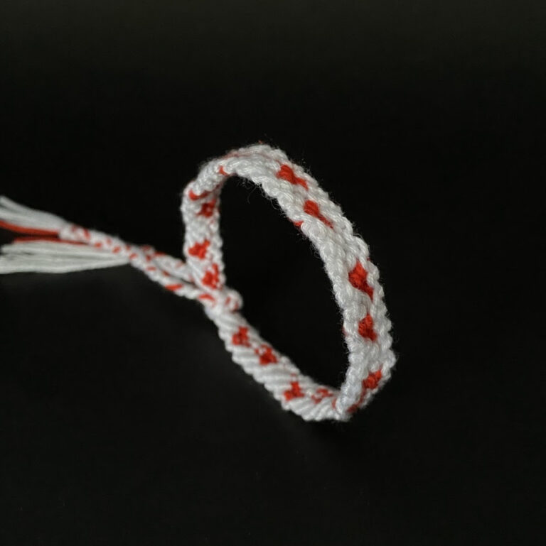 Cotton Hand-Waven Bracelet – Double Hearts