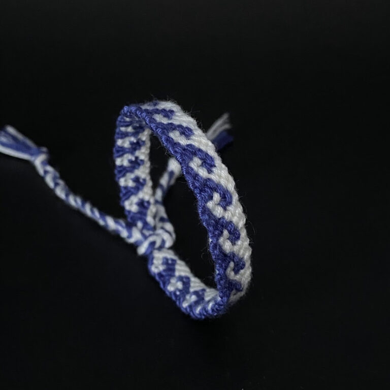 Cotton Hand-Woven Bracelet – Blue Tide Pattern